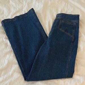 HOUSE OF HARLOW 1960 HIGH WAIST BLUE STRIPED DENIM PANT